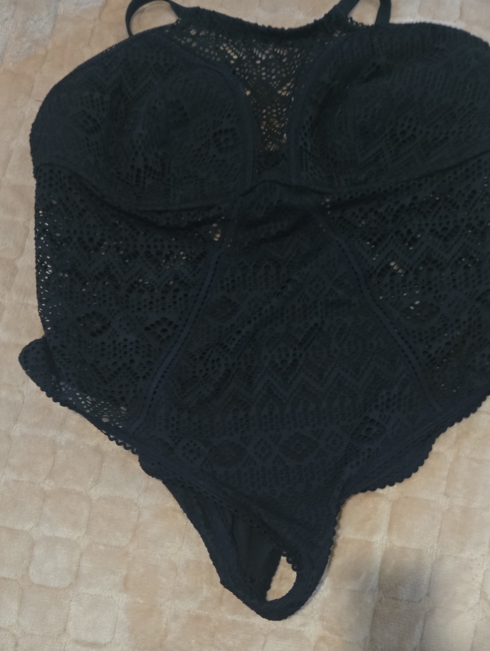 Adore Me Black Lace One-Piece Swimsuit